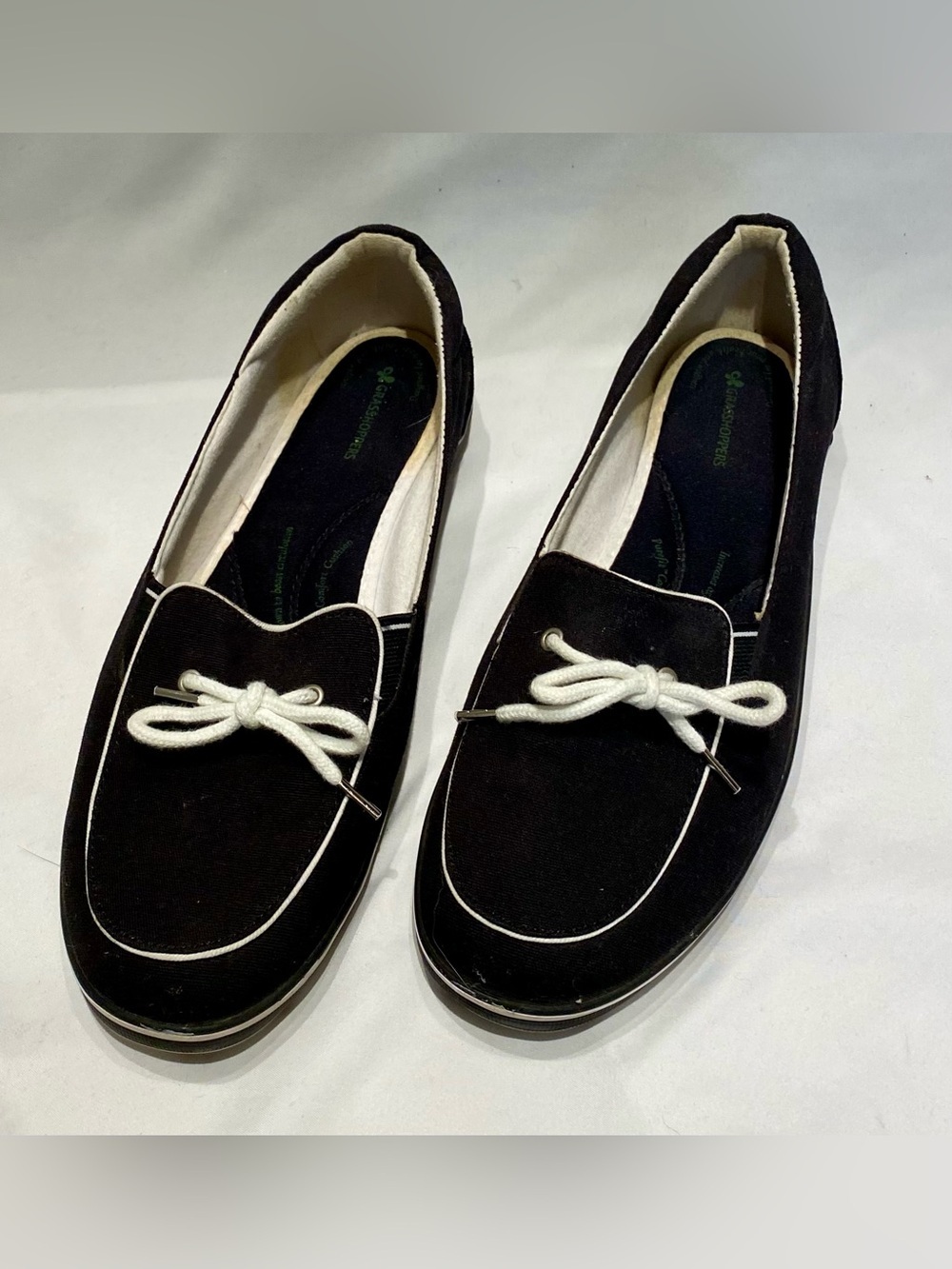 Grasshoppers Black Canvas Slip-On Loafers, size 11
